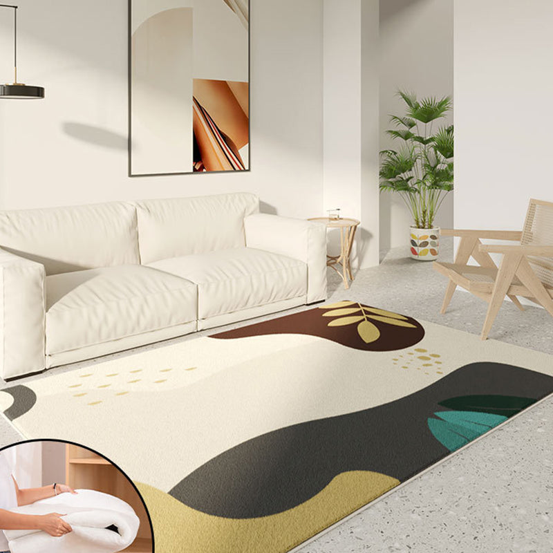 Color Block Living Room Rug Nordic Style Carpet Polyester Washable Area Rug