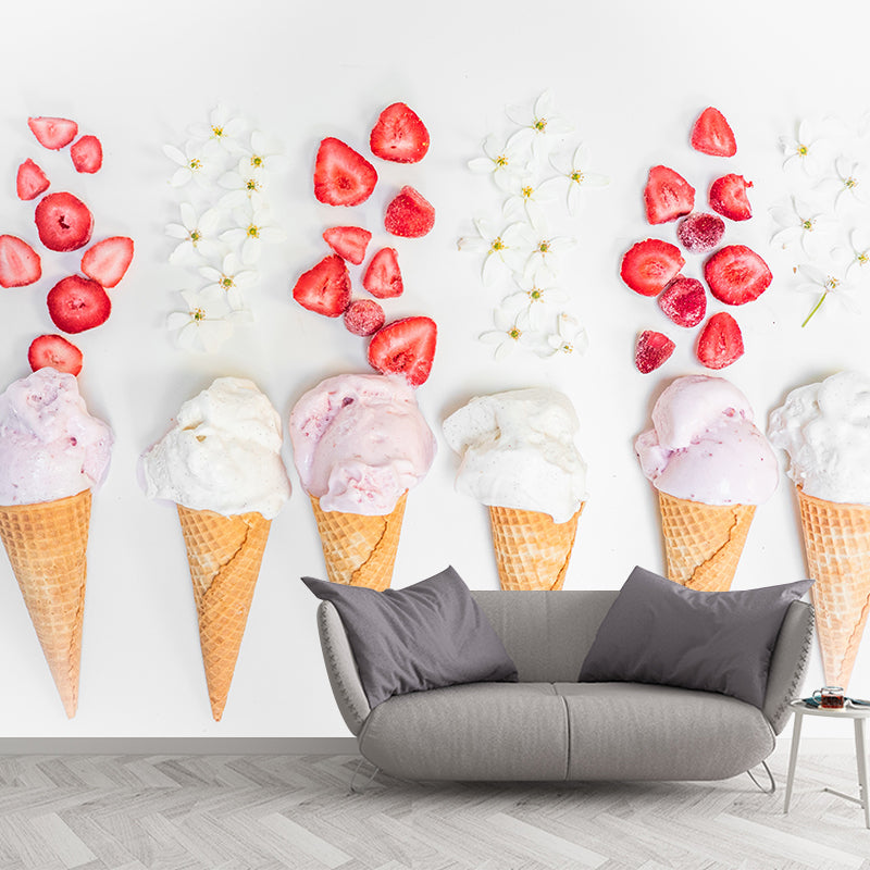 Dessert Pattern Modern Style Mural Wallpaper Environment Friendly Bedroom Wall Mural