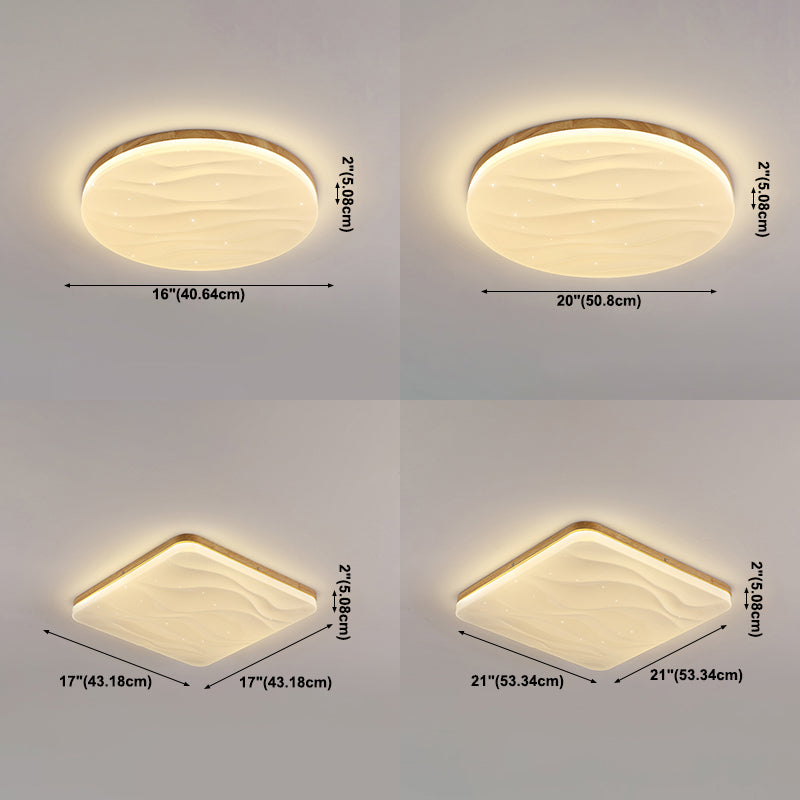 Geometry Shape Ceiling Lamp Modern Simple Style Wood 1 Light Flush Mount for Study Bedroom
