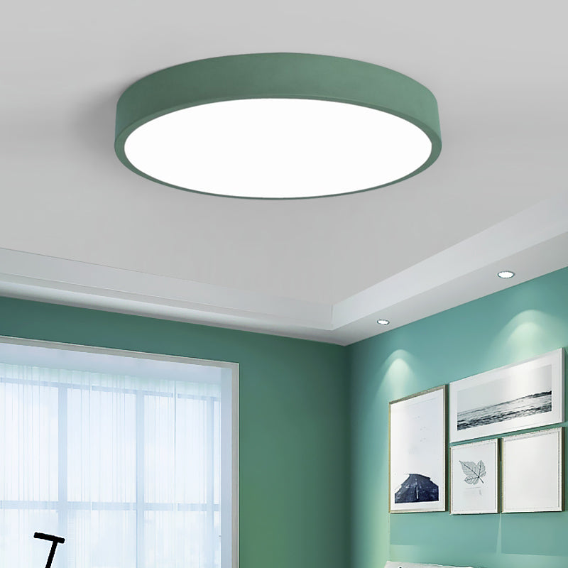 Round Shape LED Ceiling Lamp Macaroon Modern Simple Style Iron 1 Light Flush Mount for Bedroom Study