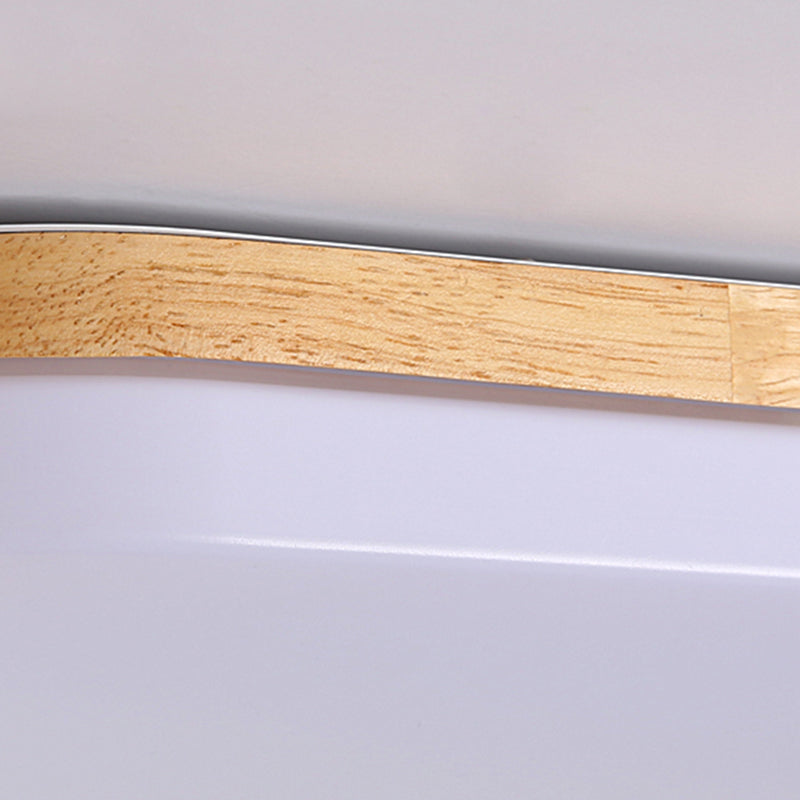 Geometry Shape LED Ceiling Lamp Modern Simple Style Wood 1 Light Flush Mount for Study Bedroom