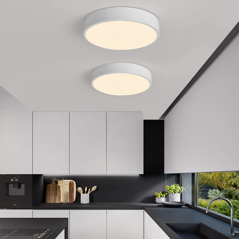 Round Shape LED Ceiling Lamp Macaroon Modern Simple Style Iron 1 Light Flush Mount for Bedroom Aisle
