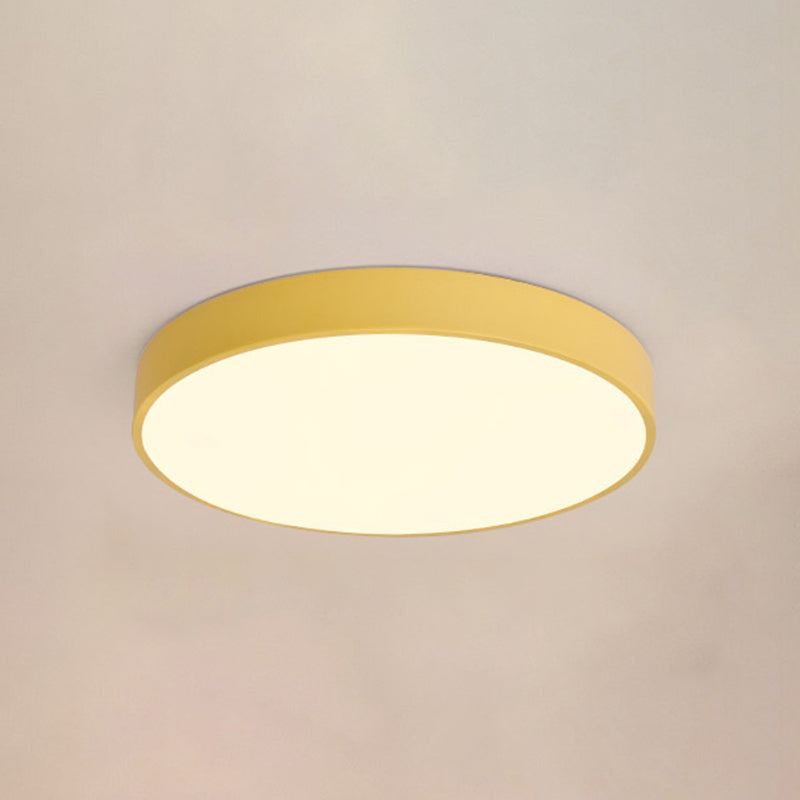 Round Shape LED Ceiling Lamp Macaroon Modern Simple Style Iron 1 Light Flush Mount for Bedroom Aisle