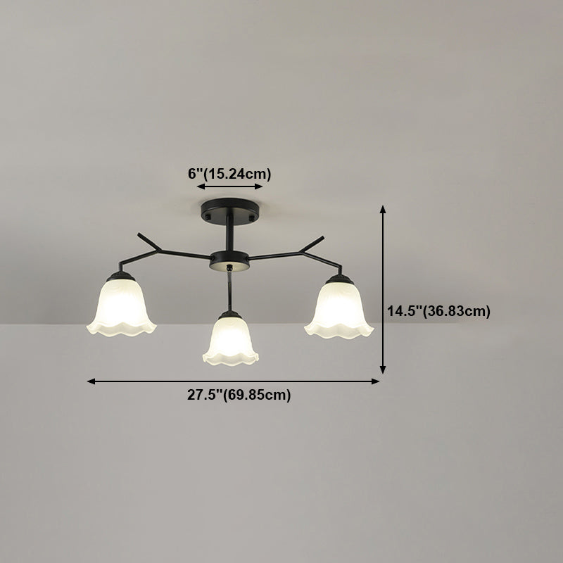 Black Shaded Semi Flush Light Fixture Simplicity Glass Living Room Semi Flush Mount Light