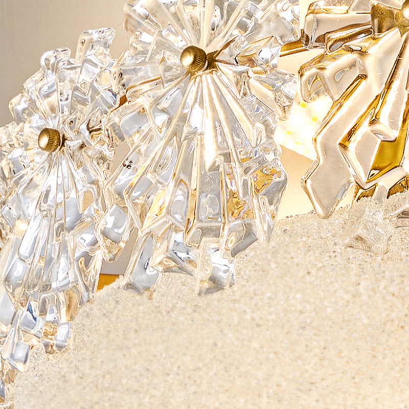 Gold Metal Flush Mount Light Fixtures Traditional Drum Semi Flush Ceiling Lamps with Glass Shade