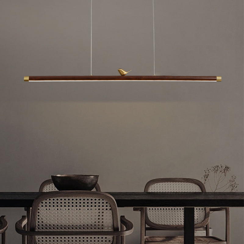 Modern Pendant Lighting Island Spherical Hanging Island Light Wood 1-Light