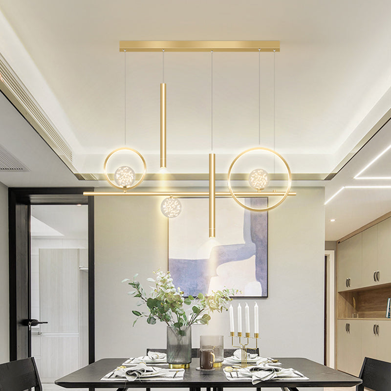 Contemporary Pendant Lights Island Geometry Pendant Light Fixtures Metal 7-Light