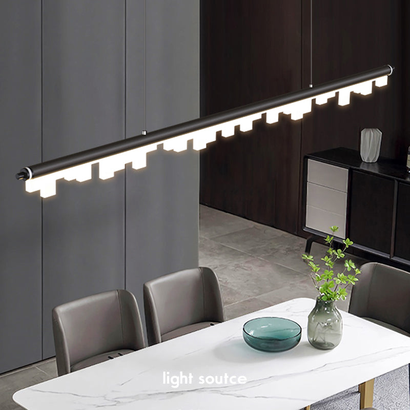 Contemporary Pendant Light Linear 1 Light Pendant Light Fixture with Acrylic Shade