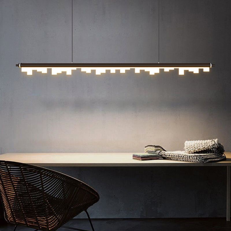 Contemporary Pendant Light Linear 1 Light Pendant Light Fixture with Acrylic Shade