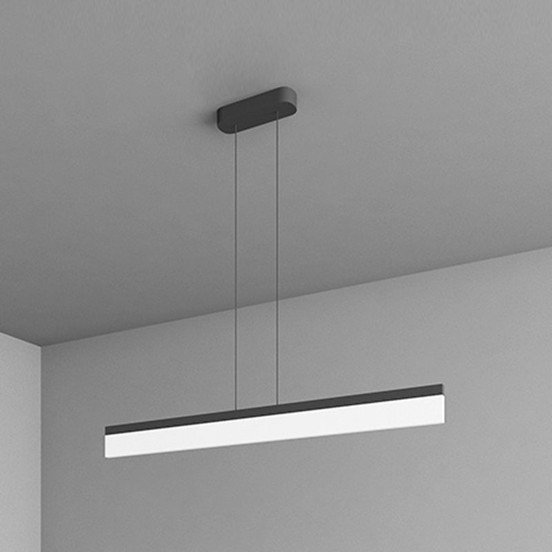 Contemporary Island Light Linear Metal 1 Light Island Ceiling Light in Black