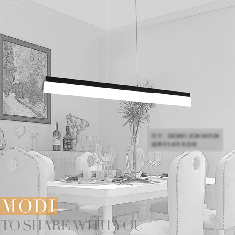 Contemporary Island Light Linear Metal 1 Light Island Ceiling Light in Black