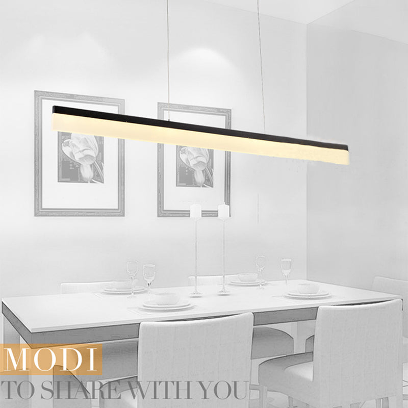 Contemporary Island Light Linear Metal 1 Light Island Ceiling Light in Black