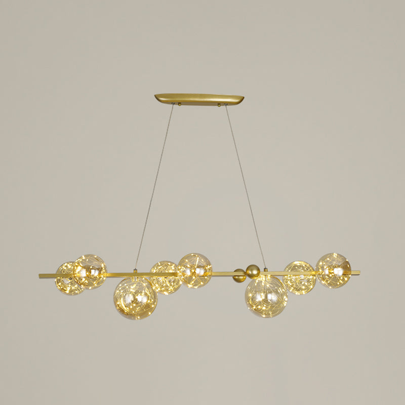 Contemporary Island Light Sphere Glass Island Pendant Lights in Gold for Kitchen