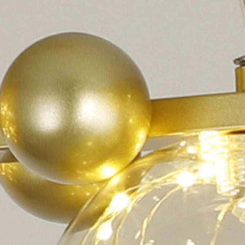 Contemporary Island Light Sphere Glass Island Pendant Lights in Gold for Kitchen