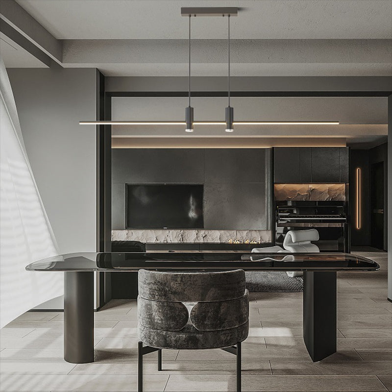 Modern Linear Island Light Fixtures 3-Head Restaurant Hanging Lamp with Silica Gel Shade