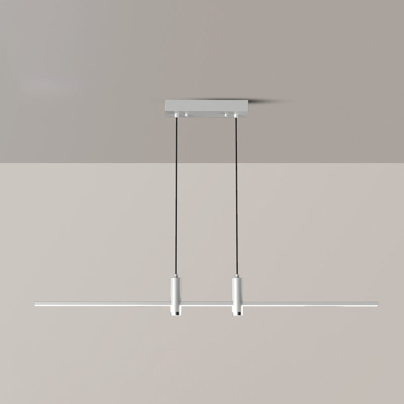 Modern Linear Island Light Fixtures 3-Head Restaurant Hanging Lamp with Silica Gel Shade