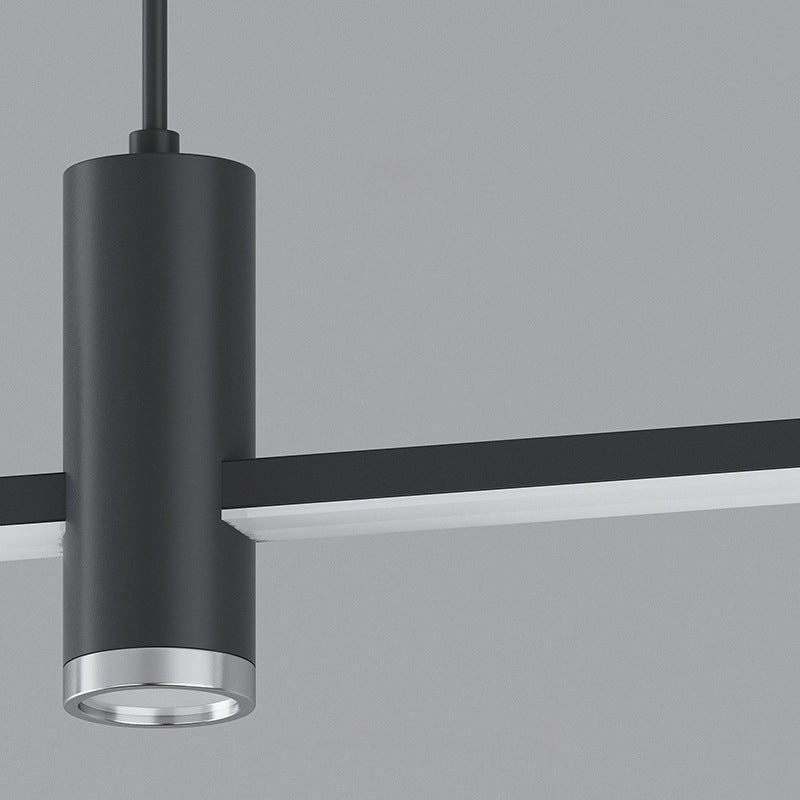 Modern Linear Island Light Fixtures 3-Head Restaurant Hanging Lamp with Silica Gel Shade