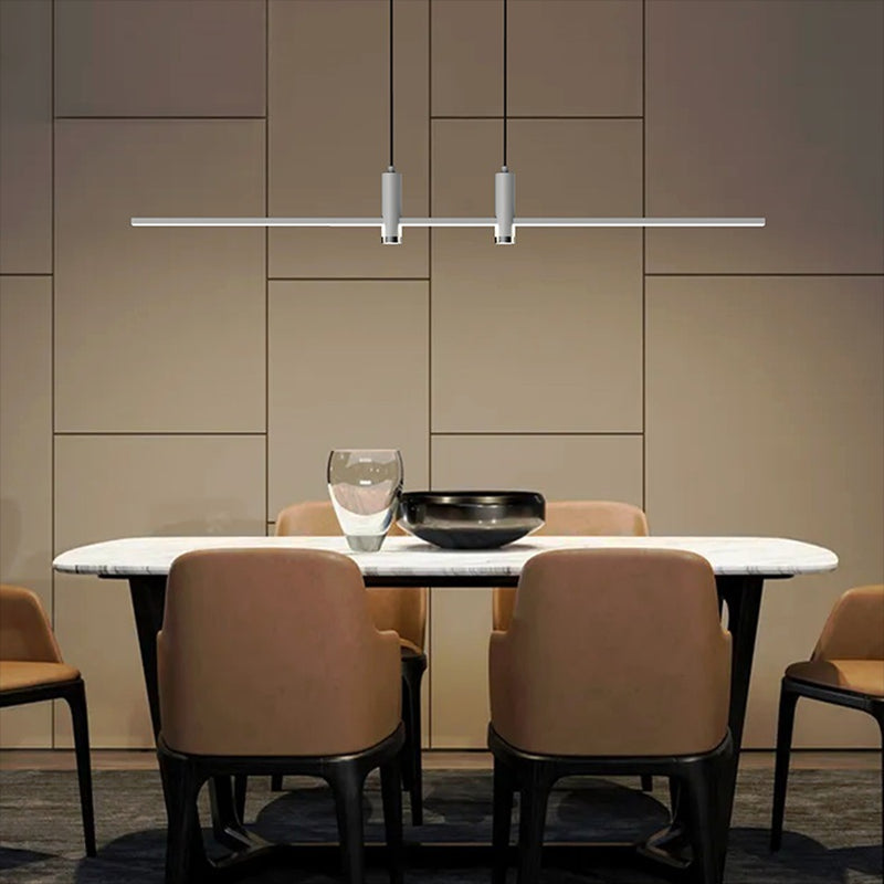 Modern Linear Island Light Fixtures 3-Head Restaurant Hanging Lamp with Silica Gel Shade