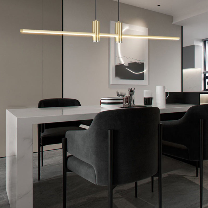 Modern Linear Island Light Fixtures 3-Head Restaurant Hanging Lamp with Silica Gel Shade