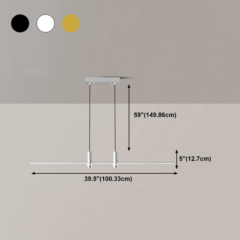 Modern Linear Island Light Fixtures 3-Head Restaurant Hanging Lamp with Silica Gel Shade