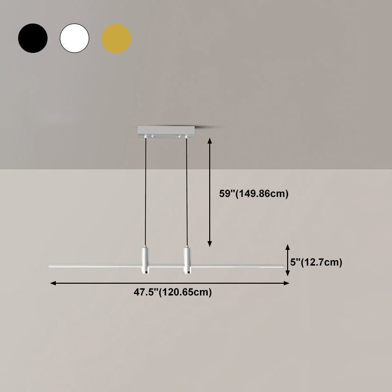 Modern Linear Island Light Fixtures 3-Head Restaurant Hanging Lamp with Silica Gel Shade