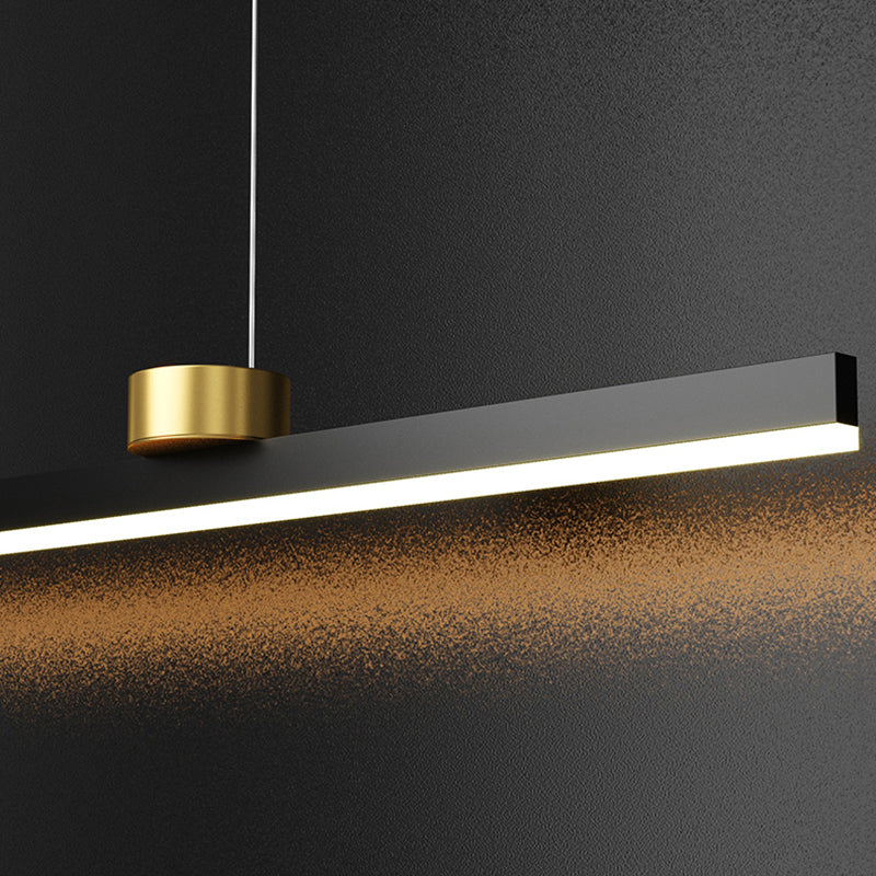 Black Metal Island Lamp Modern Linear Restaurant Pendant Light with Acrylic Shade