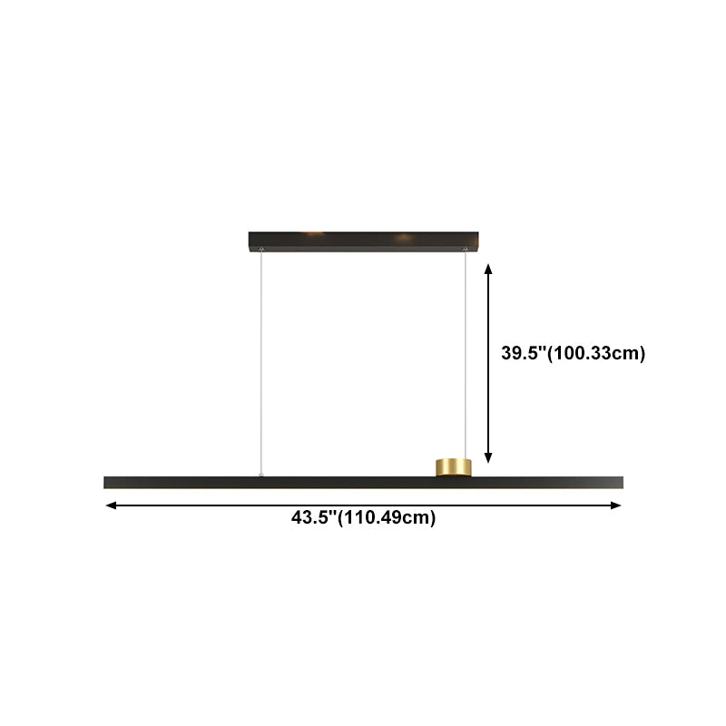 Black Metal Island Lamp Modern Linear Restaurant Pendant Light with Acrylic Shade