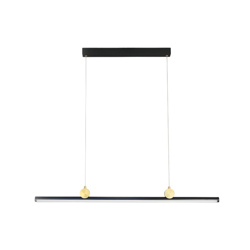Black Aluminum Island Light Modern Linear Restaurant Hanging Lamp with Acrylic Shade