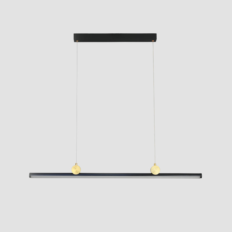 Black Aluminum Island Light Modern Linear Restaurant Hanging Lamp with Acrylic Shade