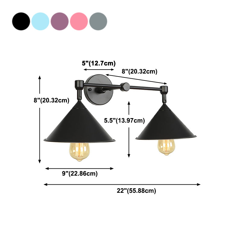 Modern Style Cone Shape Wall Sconce Metal Wall Light for Bedroom