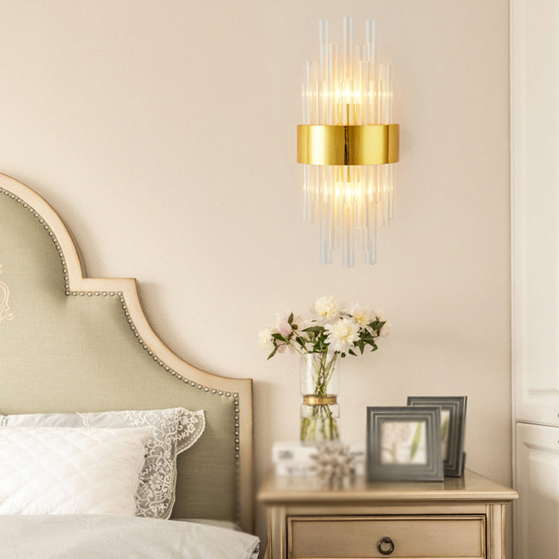 Modern Wall Sconce Light Simple Wall Light Fixture with Crystal Shade for Bedroom