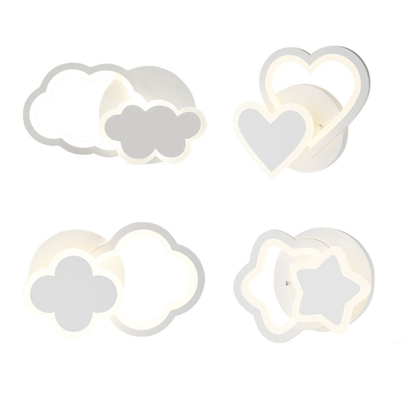 Kids Style Unique Shape Wall Lights Metal 2 Light Wall Mount Lights in White