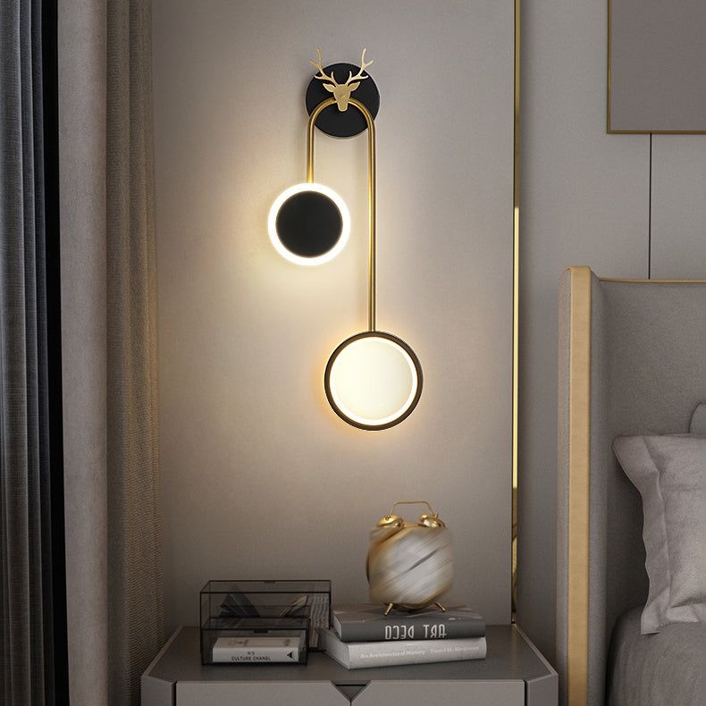 Round Shape Wall Lights Modern Style Metal 2-Light Wall Mount Lights