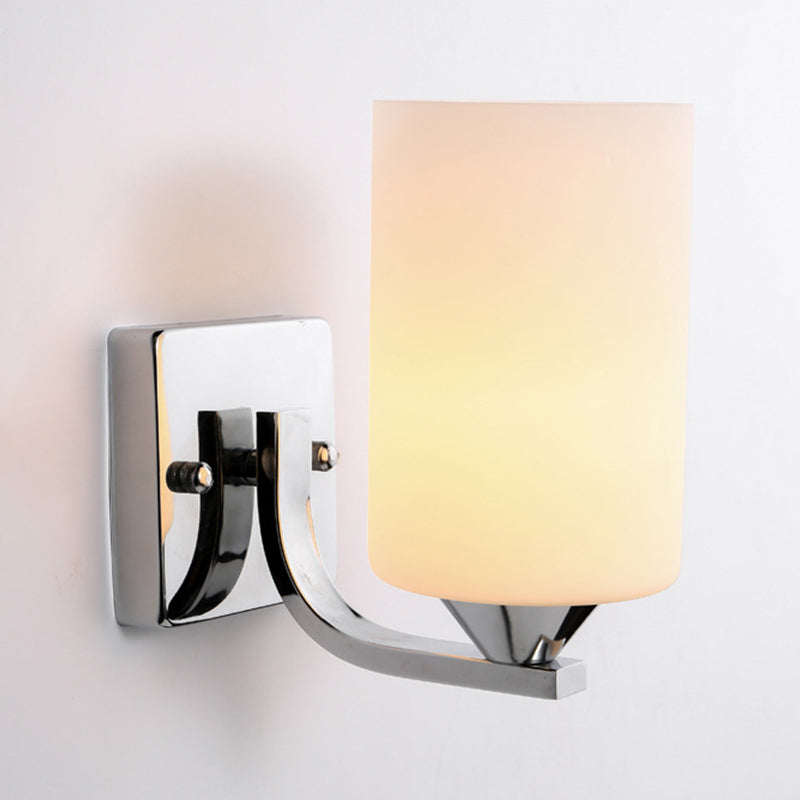 Minimalist Wall Lighting Fixture White Glass Living Room Wall Sconce