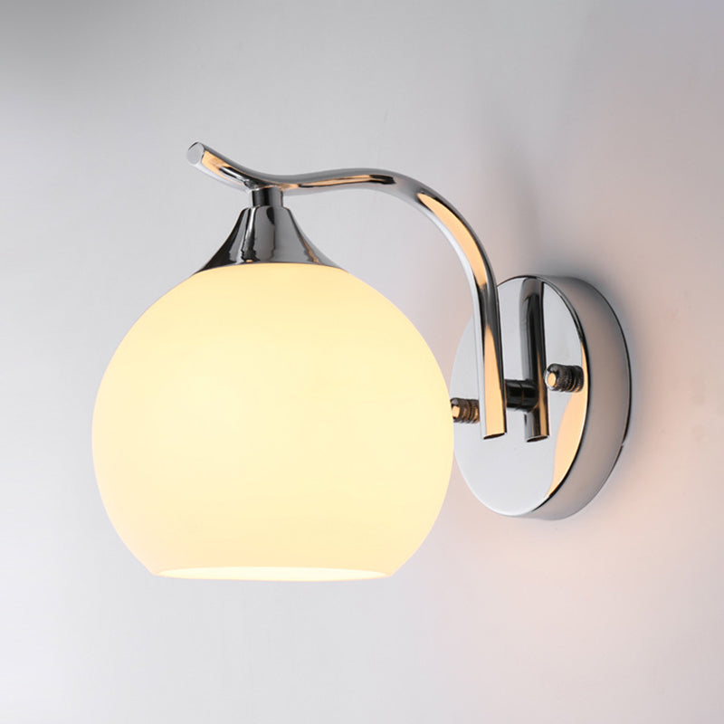 Minimalist Wall Lighting Fixture White Glass Living Room Wall Sconce