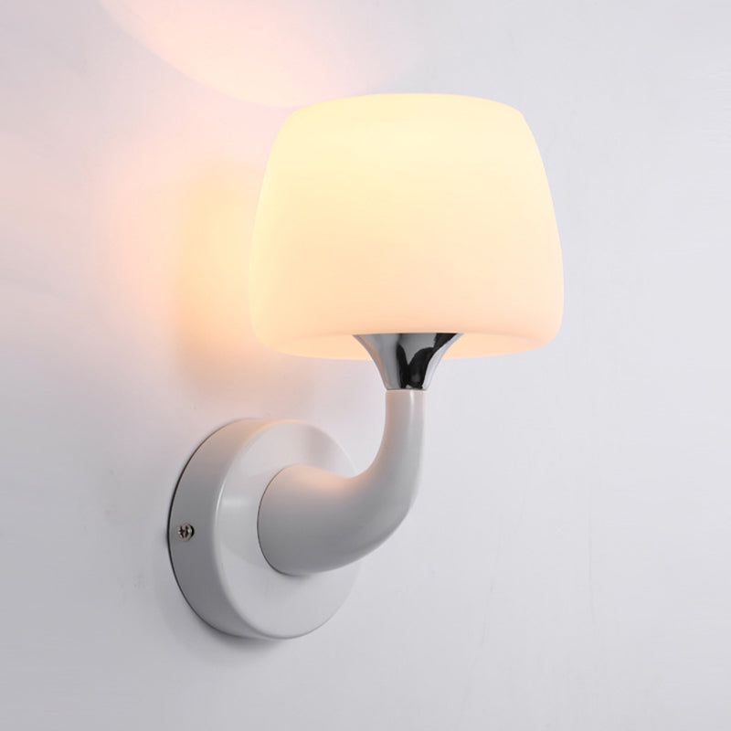 Minimalist Wall Lighting Fixture White Glass Living Room Wall Sconce