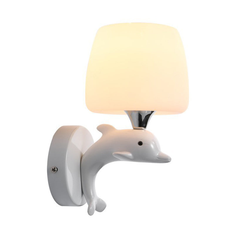 Minimalist Wall Lighting Fixture White Glass Living Room Wall Sconce