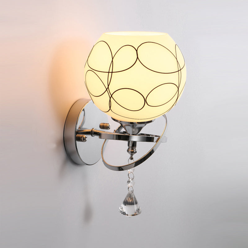 Minimalist Wall Lighting Fixture White Glass Living Room Wall Sconce