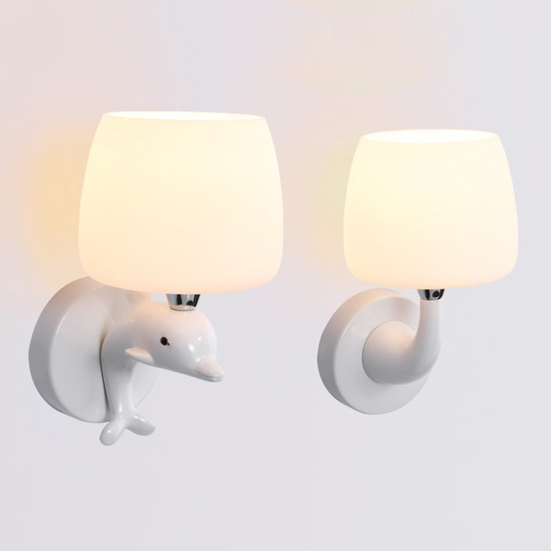 Minimalist Wall Lighting Fixture White Glass Living Room Wall Sconce