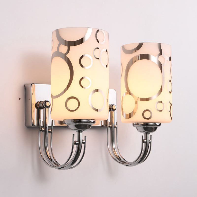 Minimalist Wall Lighting Fixture White Glass Living Room Wall Sconce