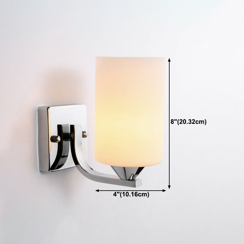 Minimalist Wall Lighting Fixture White Glass Living Room Wall Sconce