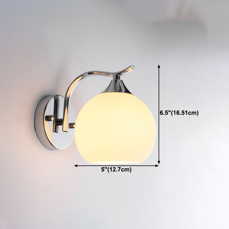 Minimalist Wall Lighting Fixture White Glass Living Room Wall Sconce