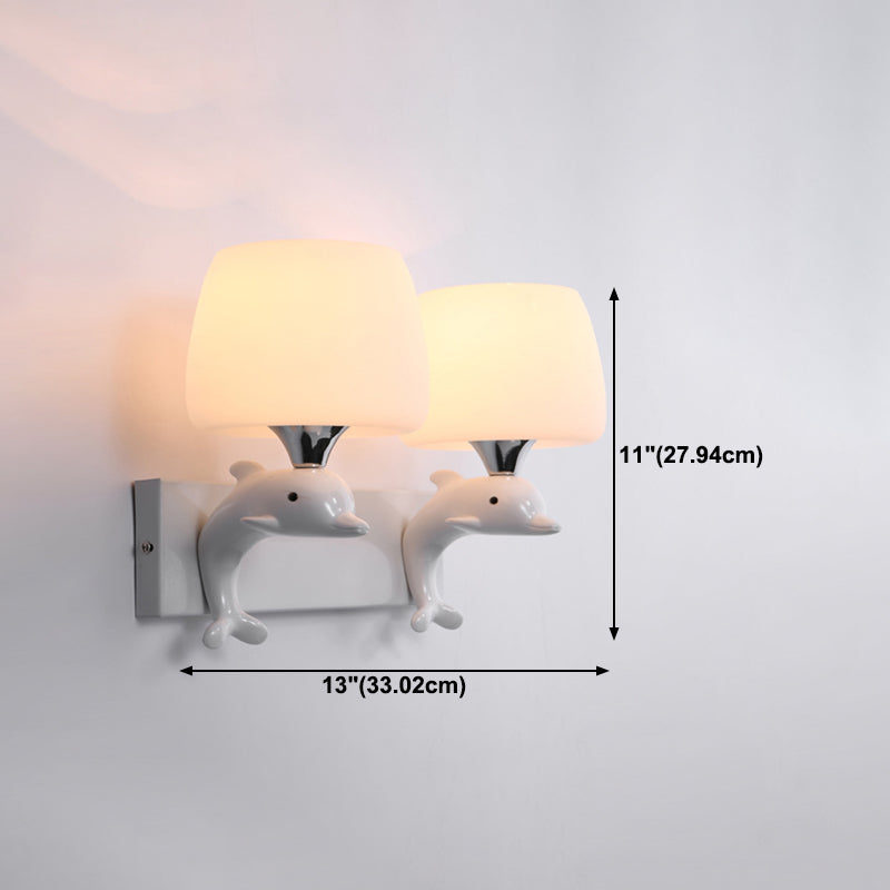 Minimalist Wall Lighting Fixture White Glass Living Room Wall Sconce