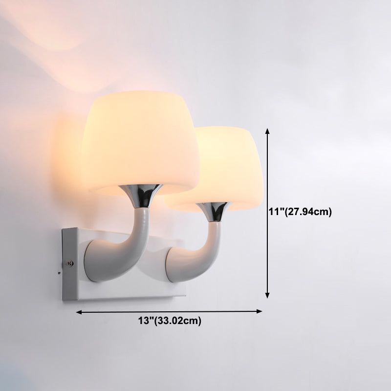 Minimalist Wall Lighting Fixture White Glass Living Room Wall Sconce