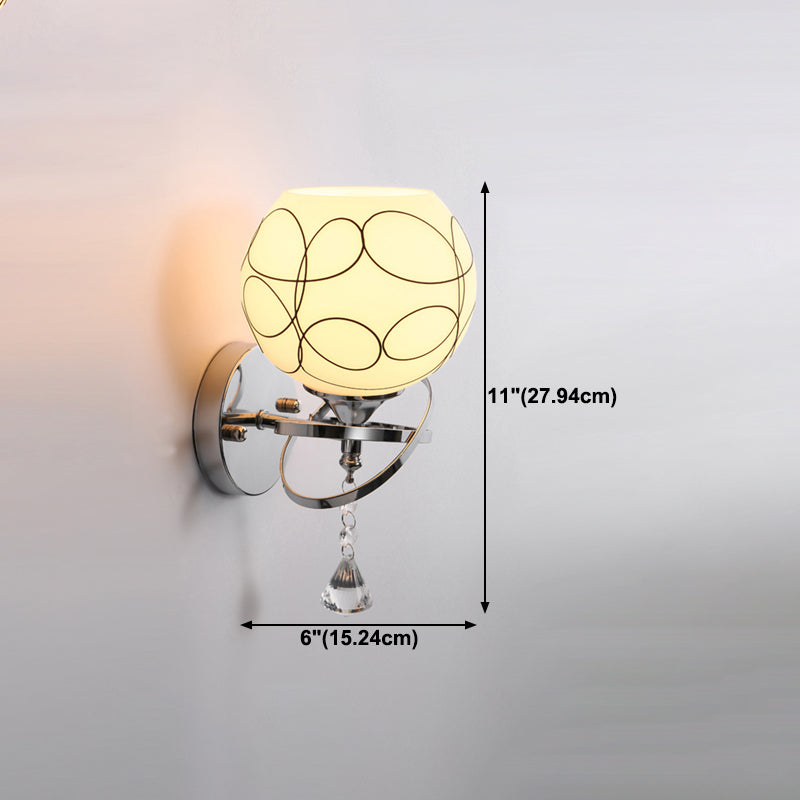 Minimalist Wall Lighting Fixture White Glass Living Room Wall Sconce