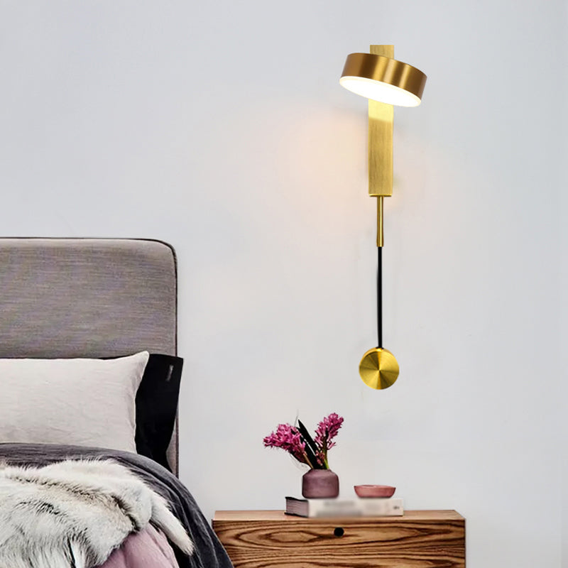 Round Shade Metal Wall Sconce Modern Style 1 Light Wall Mount Light Fixture