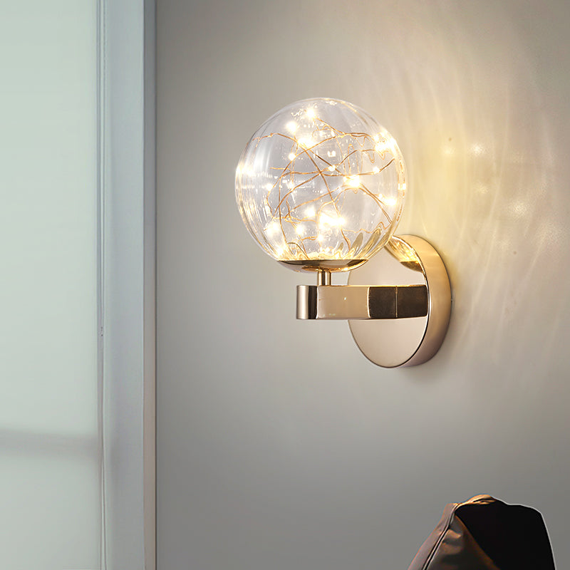 Modern Style Sphere Sconce Light Fixtures Metal 1 Light Wall Mounted Lighting