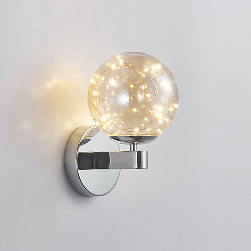 Modern Style Sphere Sconce Light Fixtures Metal 1 Light Wall Mounted Lighting