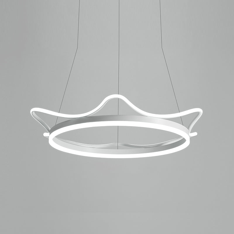 Crown Shade Metal Chandelier Light Modern 1- Light Chandelier Lighting Fixture in White