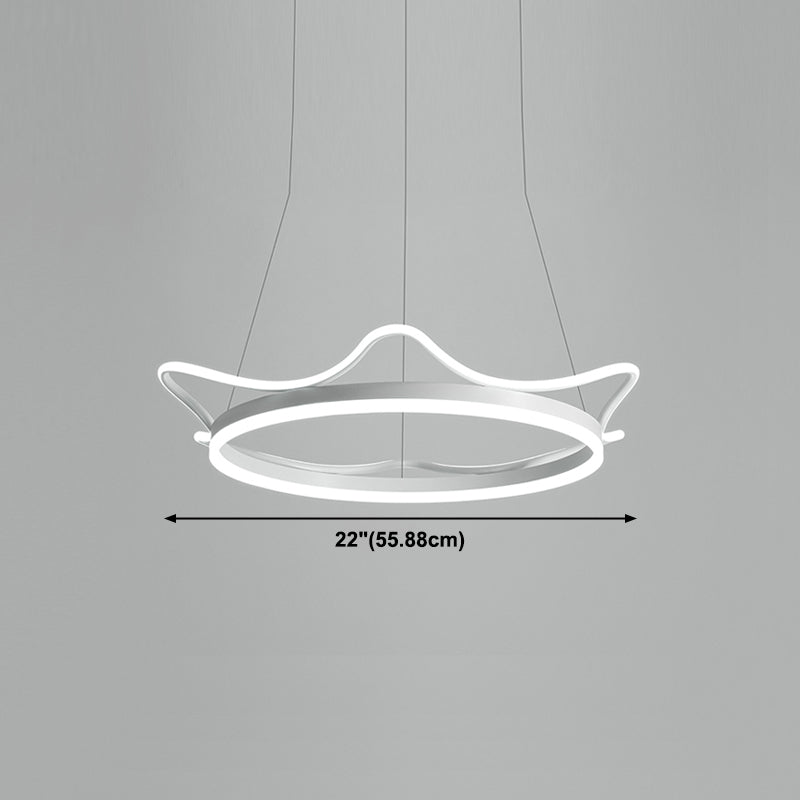 Crown Shade Metal Chandelier Light Modern 1- Light Chandelier Lighting Fixture in White